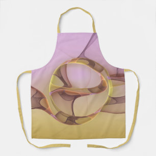Abstract Motions Modern Pink Golden Fractal Art Apron
