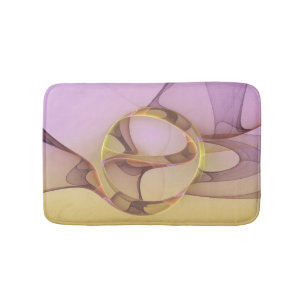 Abstract Motions Modern Pink Golden Fractal Art Bath Mat