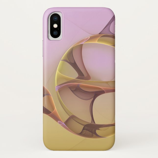 Abstract Motions Modern Pink Golden Fractal Art Case-Mate iPhone Case (Back)
