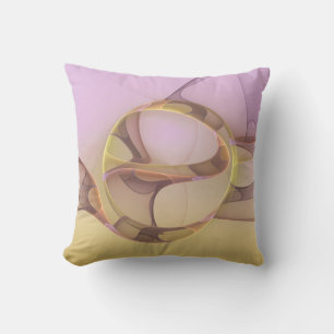 Abstract Motions Modern Pink Golden Fractal Art Cushion