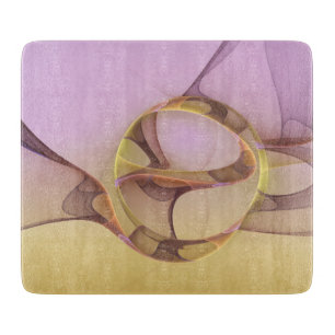 Abstract Motions Modern Pink Golden Fractal Art Cutting Board