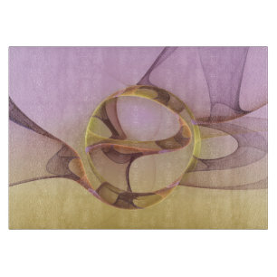 Abstract Motions Modern Pink Golden Fractal Art Cutting Board
