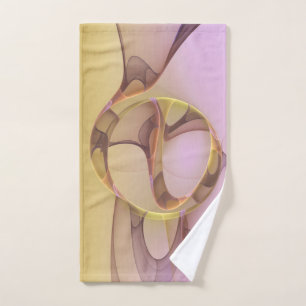 Abstract Motions Modern Pink Golden Fractal Art Hand Towel