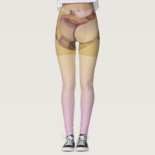 Abstract Motions Modern Pink Golden Fractal Art Leggings