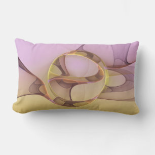 Abstract Motions Modern Pink Golden Fractal Art Lumbar Cushion