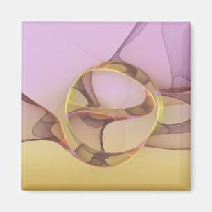 Abstract Motions Modern Pink Golden Fractal Art Magnet