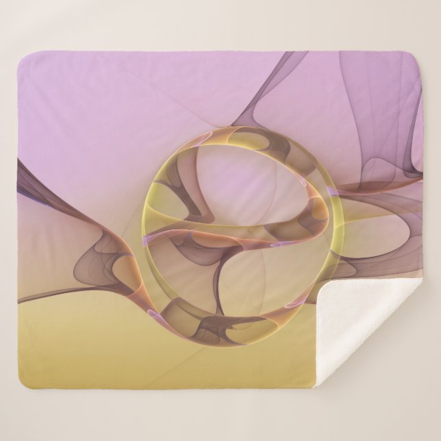 Abstract Motions Modern Pink Golden Fractal Art Sherpa Blanket (Front (Horizontal))