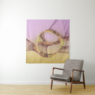 Abstract Motions Modern Pink Golden Fractal Art Tapestry