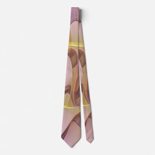 Abstract Motions Modern Pink Golden Fractal Art Tie (Front)