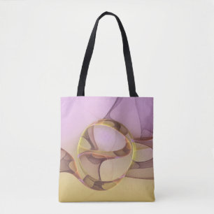 Abstract Motions Modern Pink Golden Fractal Art Tote Bag