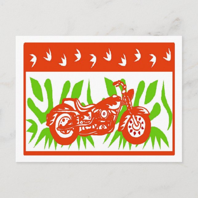 Abstract Motorcycle Christmas Holiday Postcard (Front)