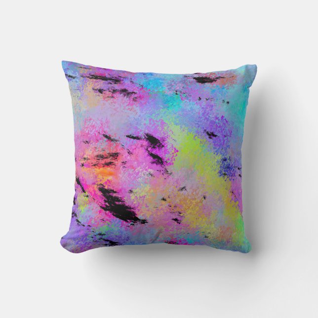Abstract Mottled Multicolor Cushion (Front)