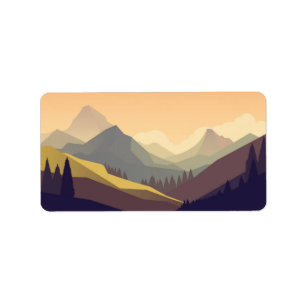 Abstract mountain design label
