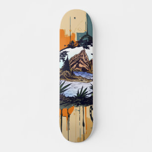 Abstract Mountain Lake Nature Art Skateboard