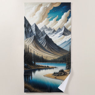 Abstract Mountain Landscape Beach Towel