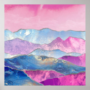 Abstract Mountain Landscape  Digital Art Poster