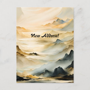 Abstract Mountain Landscape New Address Postcard