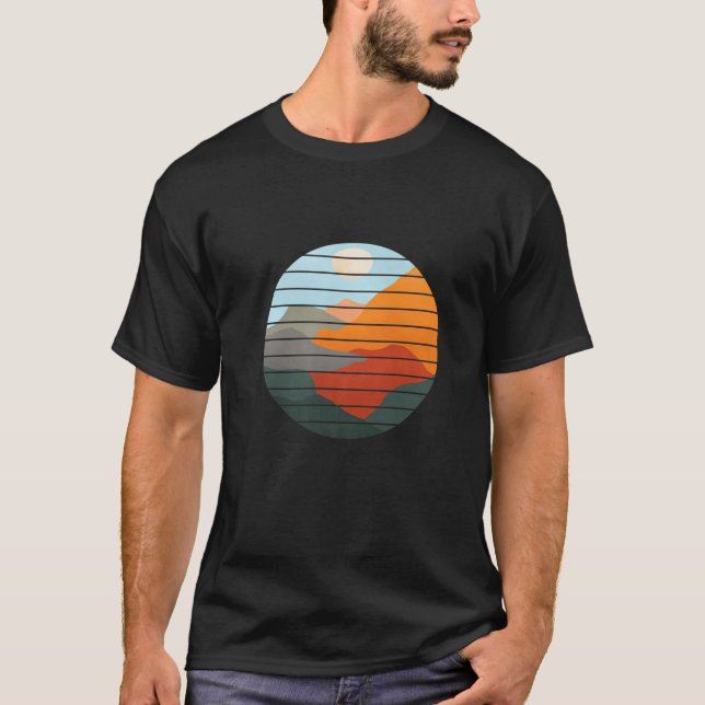 Abstract Mountain Landscape Sunset Colourful Aesth T-Shirt (Front)