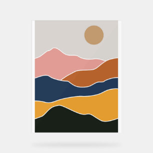 Abstract mountain painting acrylic sign