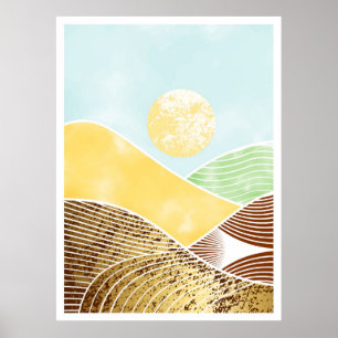 Abstract mountain painting poster
