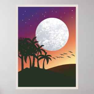 Abstract mountain painting, poster