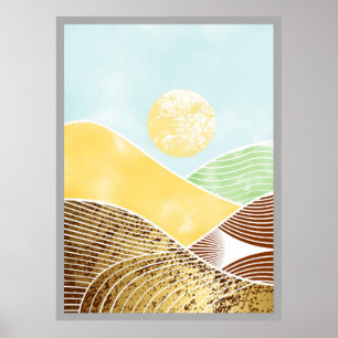 Abstract mountain painting poster