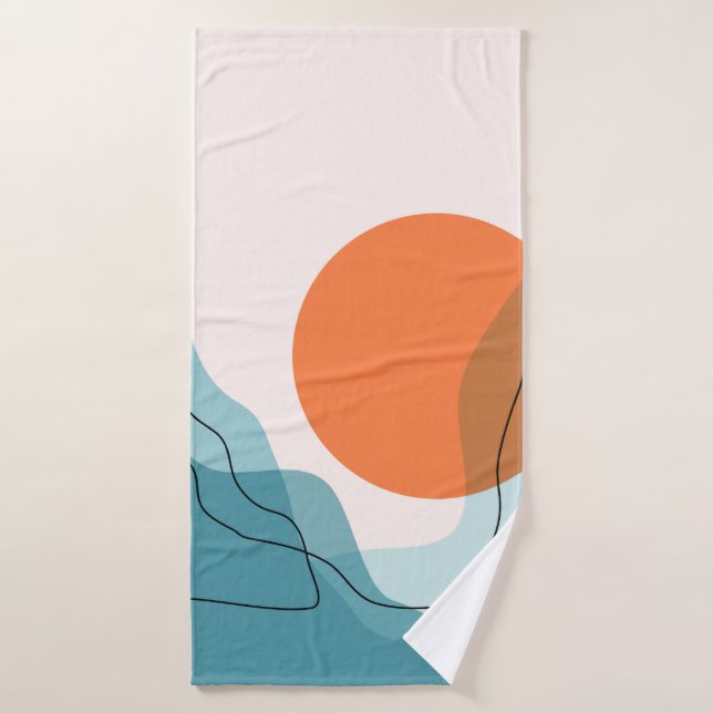 Abstract mountain range landscape, flat scenery ba bath towel (Bath Towel)