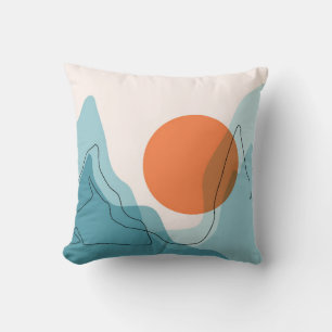 Abstract mountain range landscape, flat scenery ba cushion