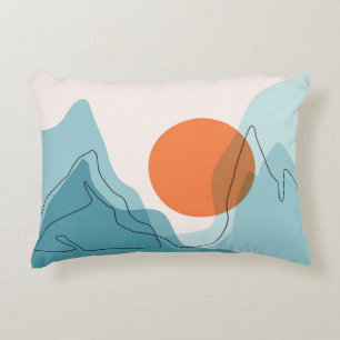 Abstract mountain range landscape, flat scenery ba decorative cushion