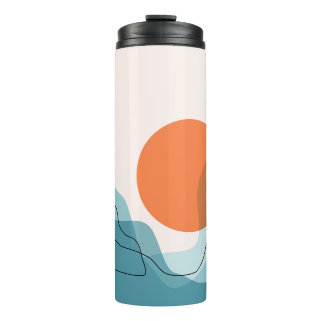 Abstract mountain range landscape, flat scenery ba thermal tumbler (Front)