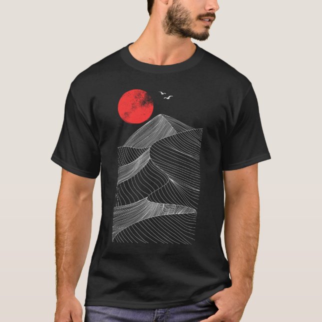 Abstract Mountain Red Sun T-Shirt (Front)