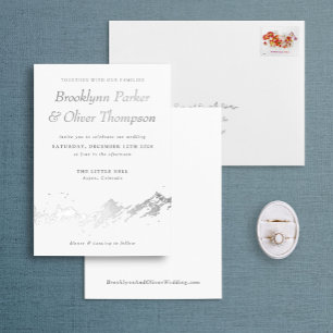 Abstract Mountain Silver on White Wedding