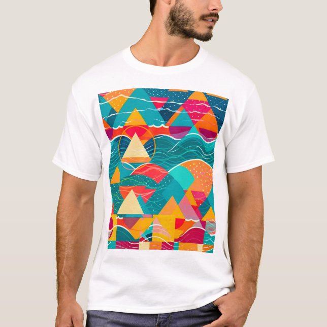 Abstract Mountains and River T-Shirt (Front)