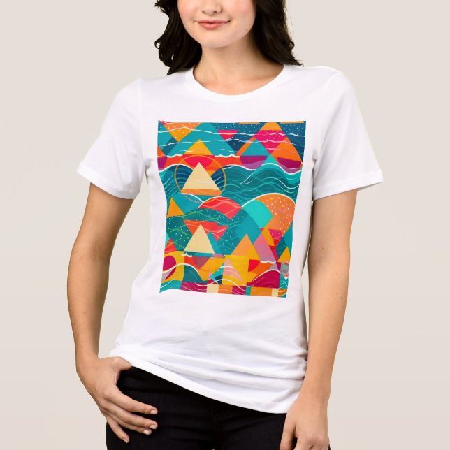 Abstract Mountains and River Tri-Blend Shirt (Front)