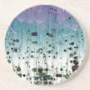 Abstract Mountains Aqua Purple and Black Coaster