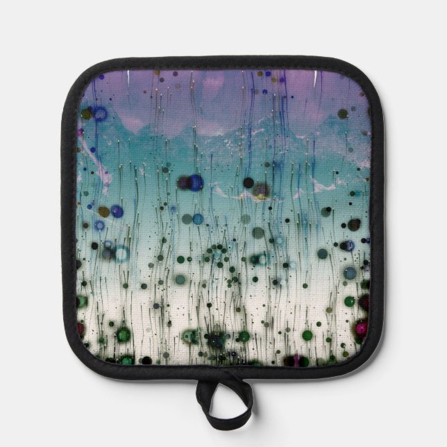 Abstract Mountains Aqua Purple & Black Pot Holder (Front)