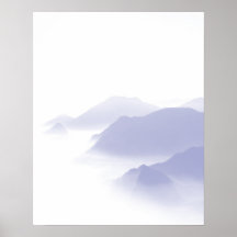 Abstract Mountains Landscape Art Periwinkle White