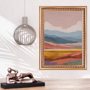 Abstract Mountains Landscape Colorful Dreamy Retro Poster