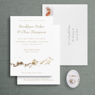 Abstract Mountains Minimal White Wedding Invite