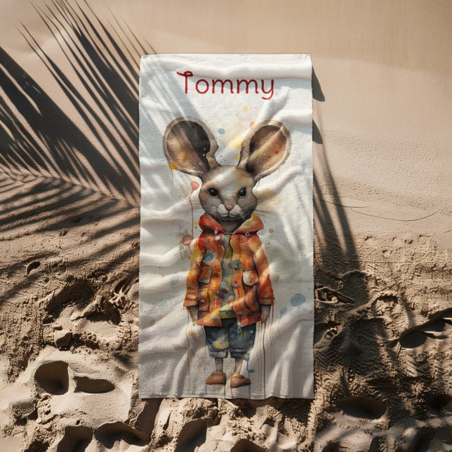 Abstract Mouse Wearing Clothes Beach Towel (Creator Uploaded)