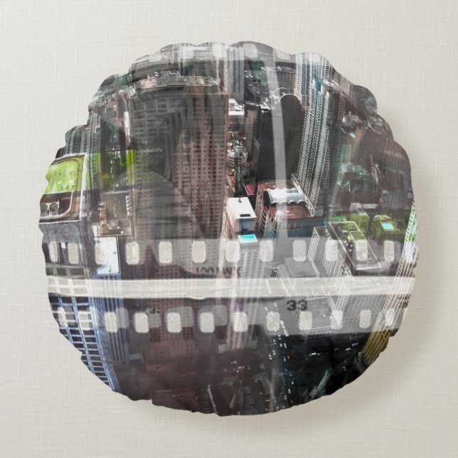 Abstract Movie Round Cushion (Front)