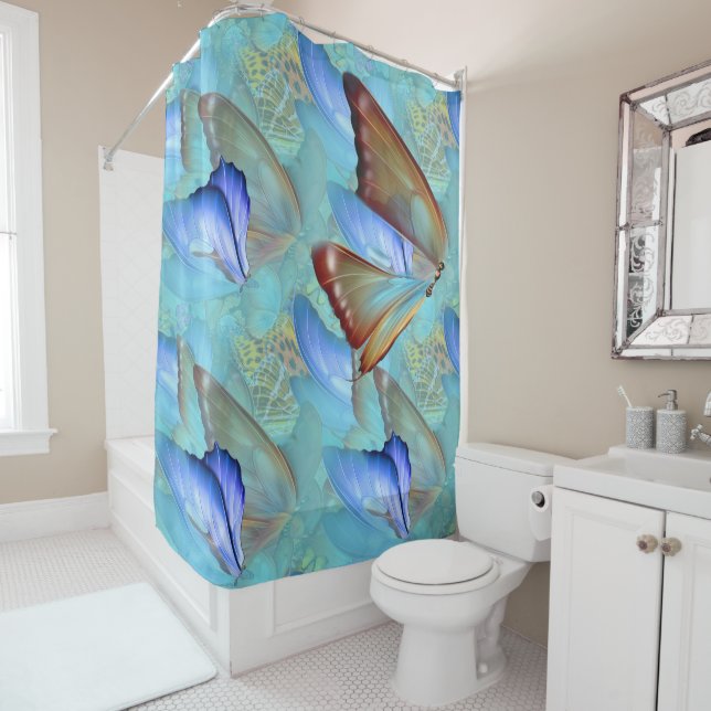 Abstract Moving Butterflies Shower Curtain (In Situ)