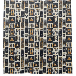 Abstract Mud Cloth Pattern Shower Curtain