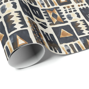 Abstract Mud Cloth Pattern Wrapping Paper