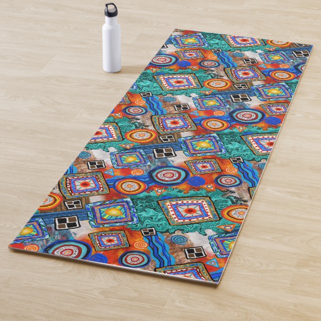 Abstract Mulitcolor Tiles Yoga Mat (In Situ)