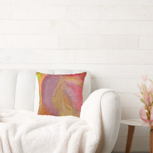 ABSTRACT/MULTI-COLORED/PURPLE,MARIGOLD, PINK, GREE CUSHION