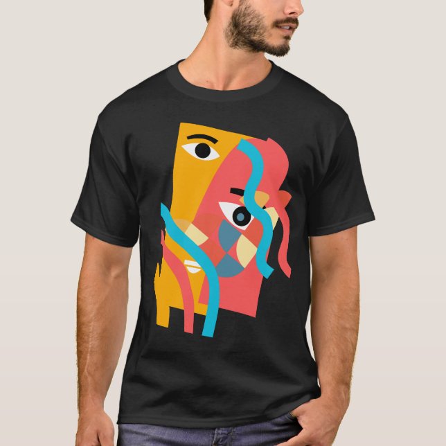 Abstract Multi Colour Face Art T-Shirt (Front)