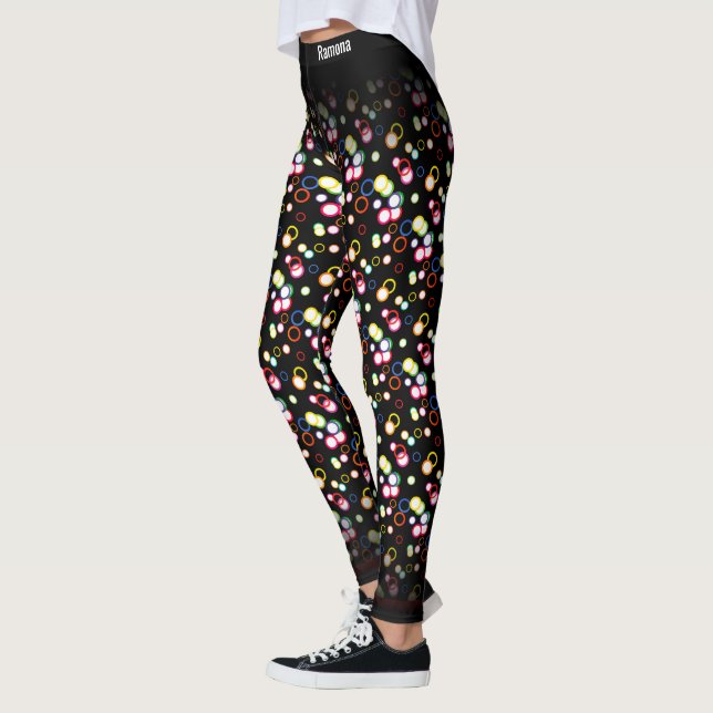 Abstract Multi Colour Random Bubbles Pattern Leggings (Left)