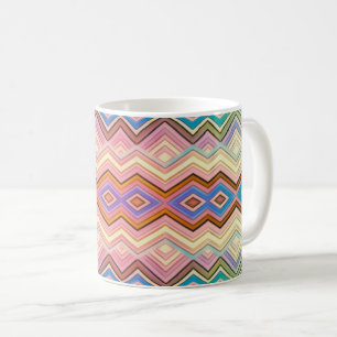 Abstract Multi-Colour Stripes & Leaves Coffee Mug