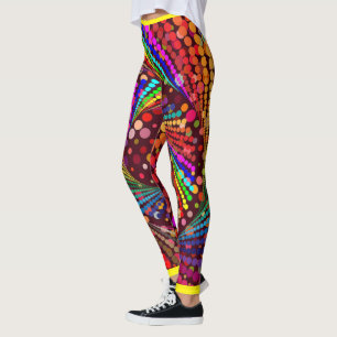 Abstract Multi-Colour w/ Yellow  Leggings
